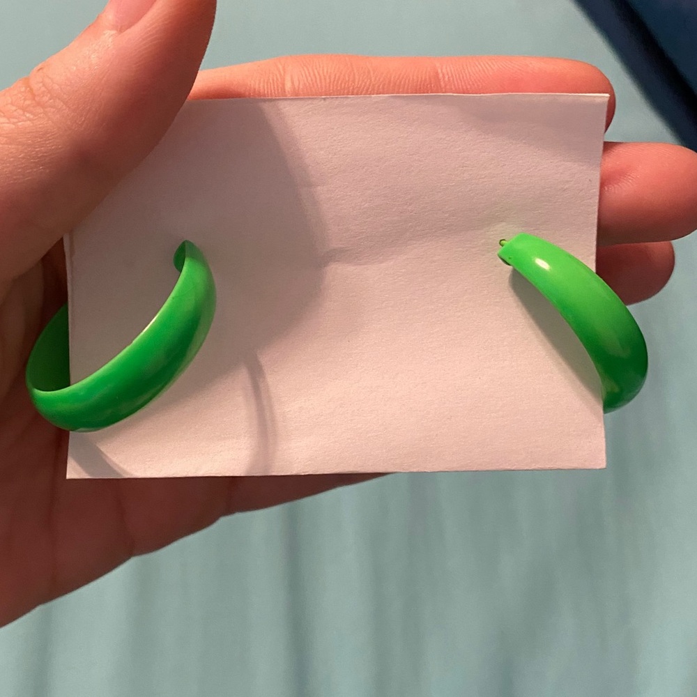 80’s Vintage Chunky Green Hoop Earrings